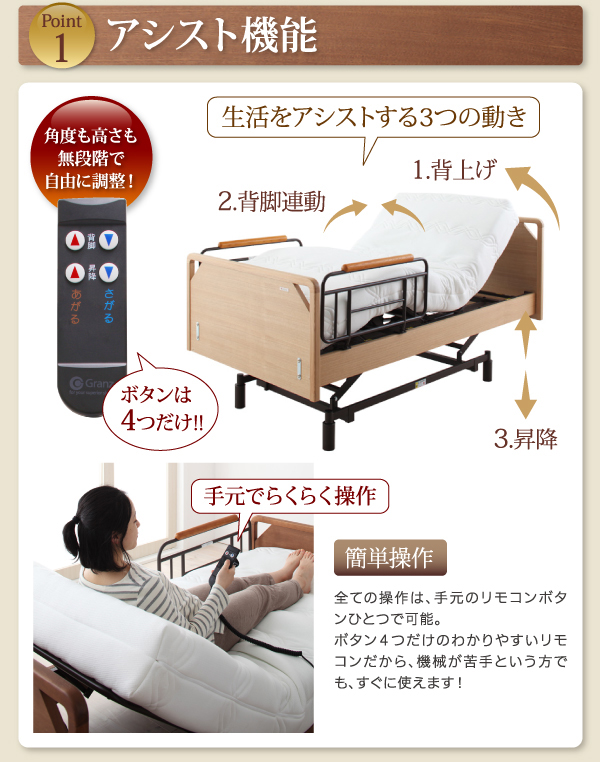 全ての操作は、手元のリモコンボタンひとつで可能。