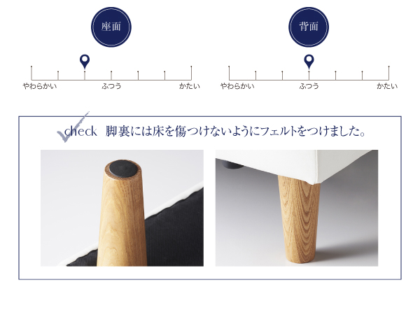 脚裏には床を傷つけないようにフェルトをつけました。