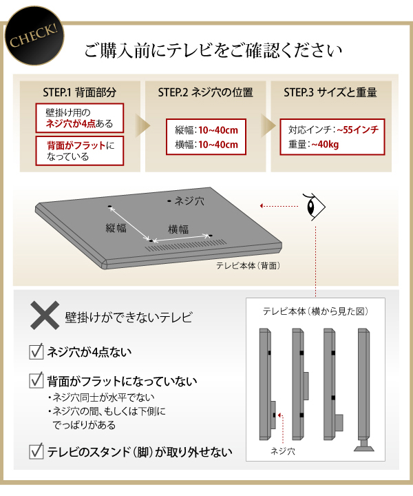 ご購入前にテレビをご確認ください