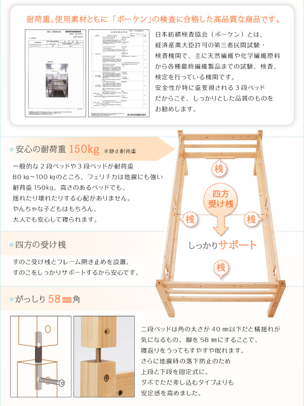 耐荷重、使用素材ともに「ボーケン」の検査に合格した高品質な商品です。