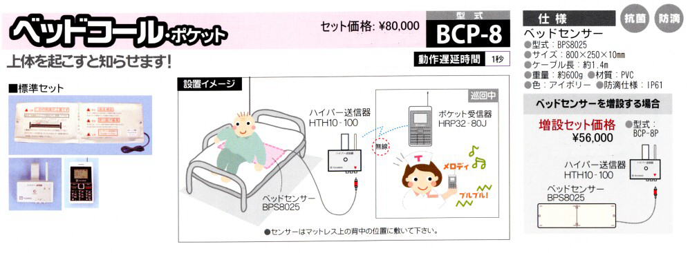 転倒リスク高い人、通電通信可】TECHNOSベッドコールセンサー BCSM-1 ...